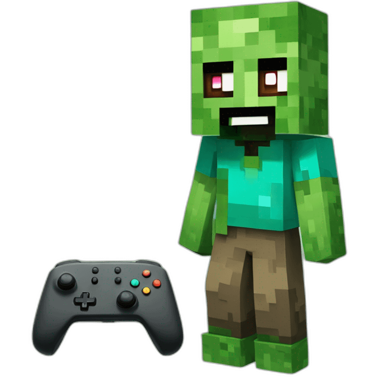 A minecraft zombie with a nintendo switch emoji