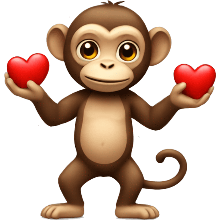 Monkey holding a red heart emoji