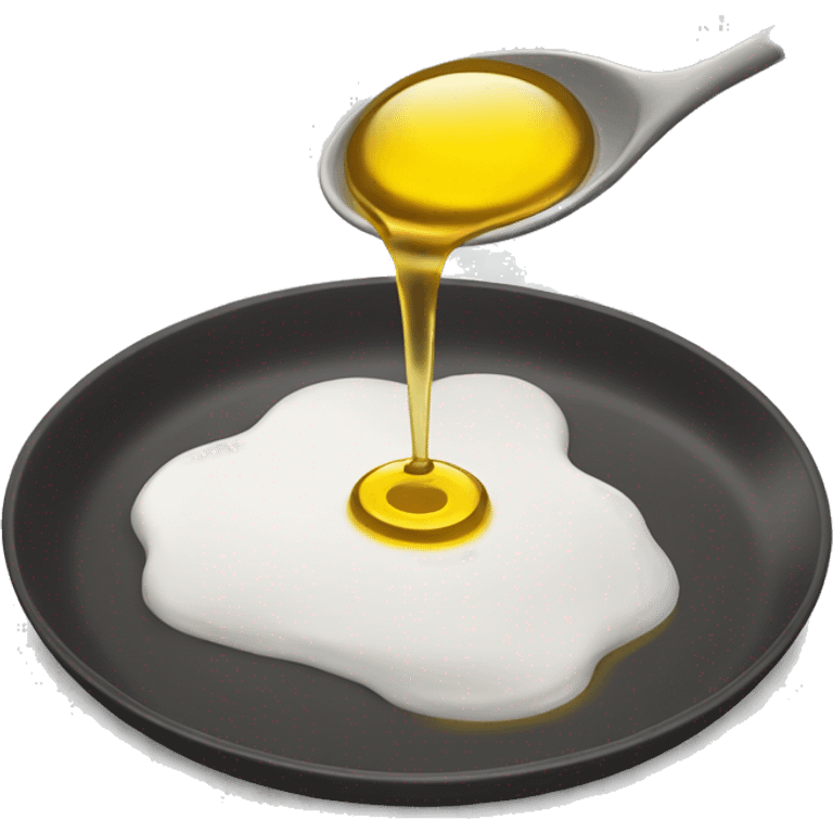 pouring oil from a spoon, dressing a plate emoji