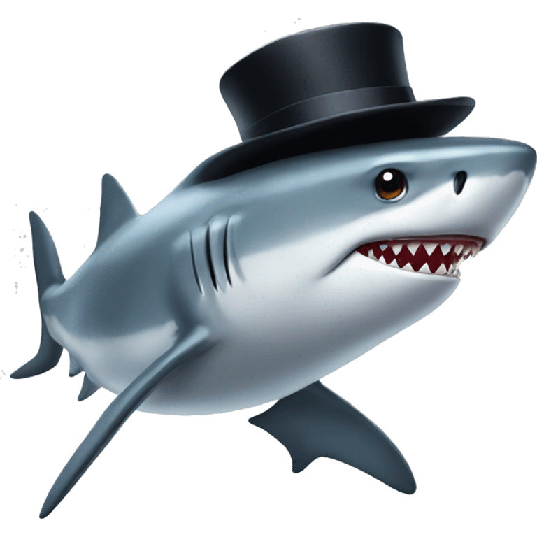 Shark with a top hat emoji