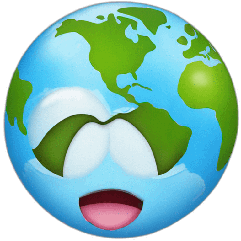 planet Earth with a cartoon face with tongue emoji