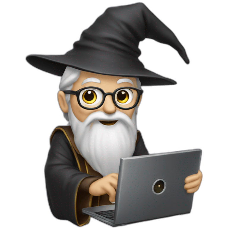 wizard showing his computer emoji