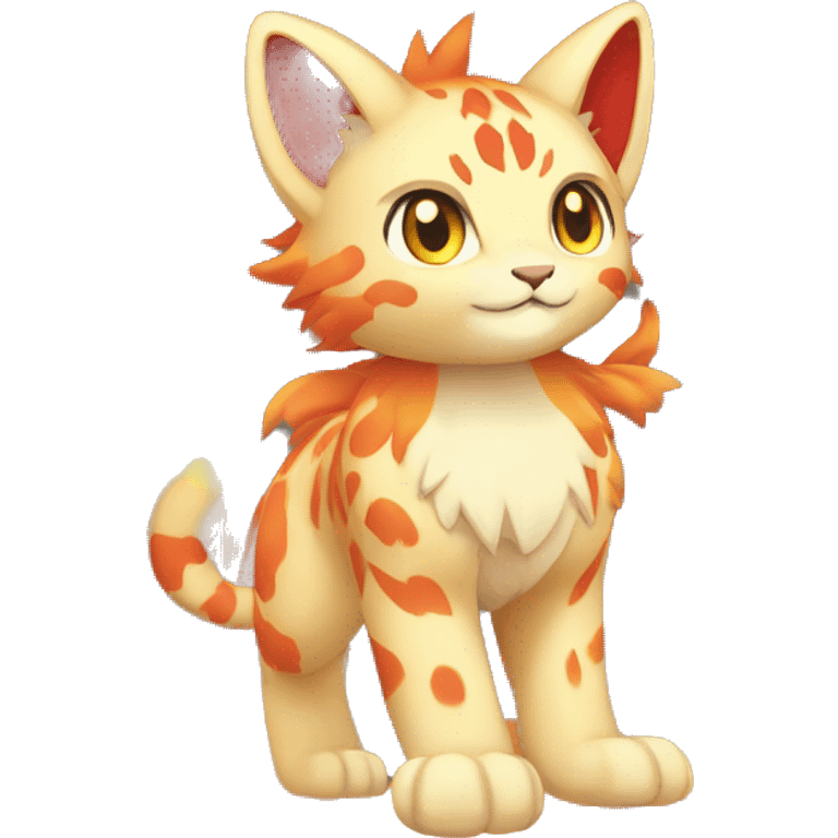 Red orange yellow Fire type lynx-Pokémon Full Body emoji