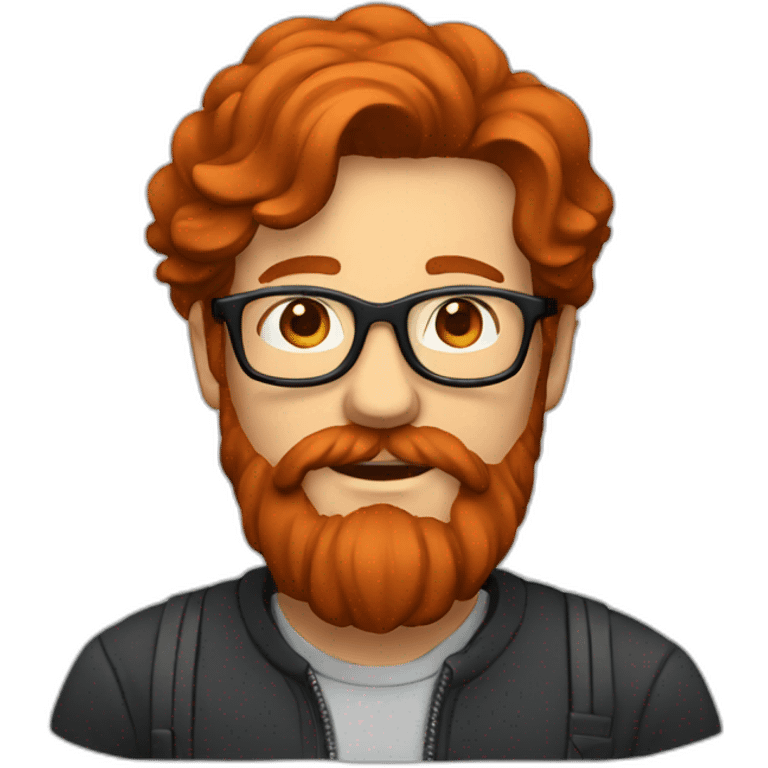 Long red hair man with beard and glasses emoji