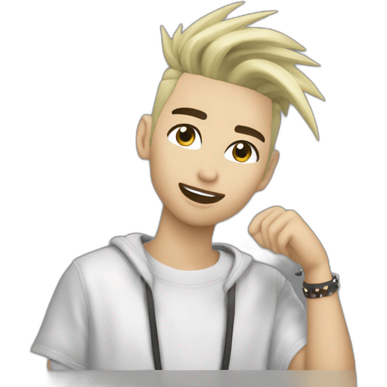 bill kaulitz, blonde, singing emoji