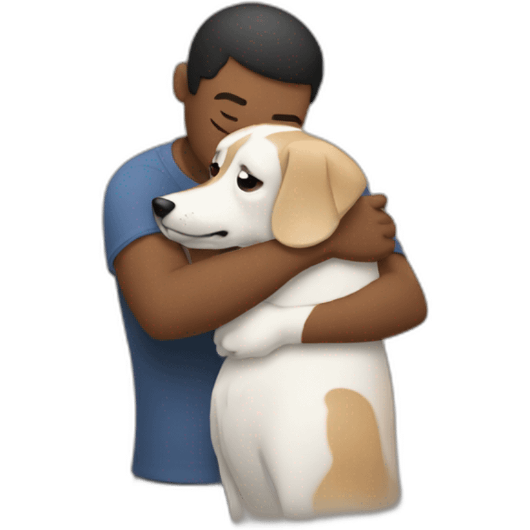 Dog hug to men emoji