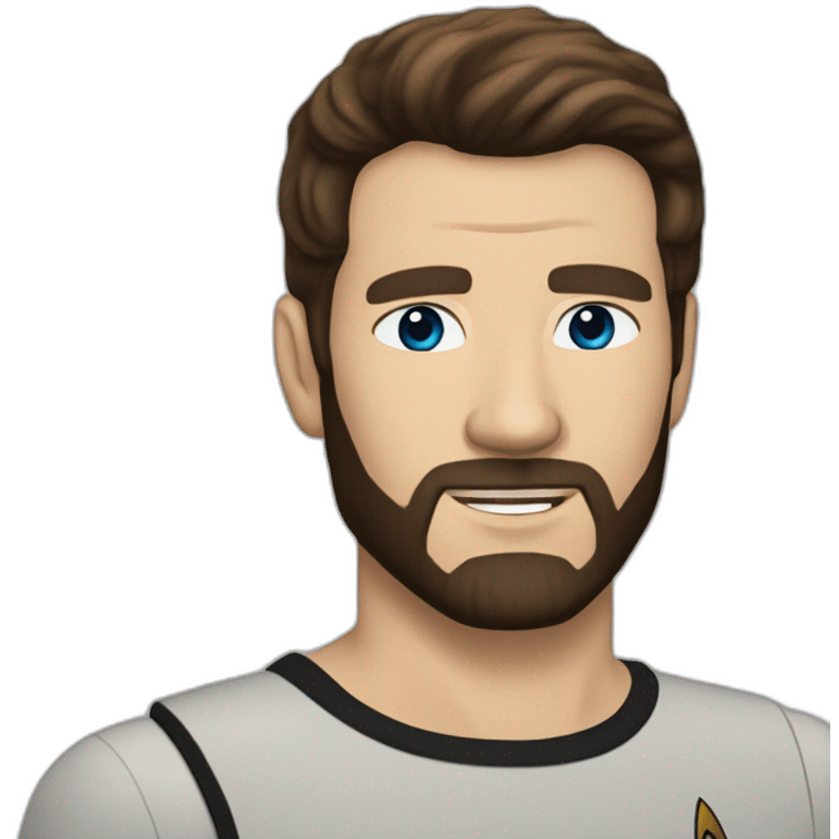 Startrek Handsome white man from Star Trek with Blue eyes and short brown hair and black beard startrek emoji