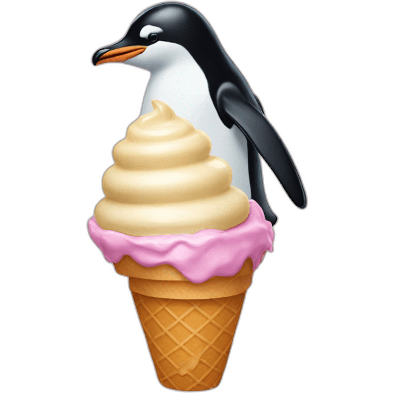 A penguin in an ice cream cone emoji