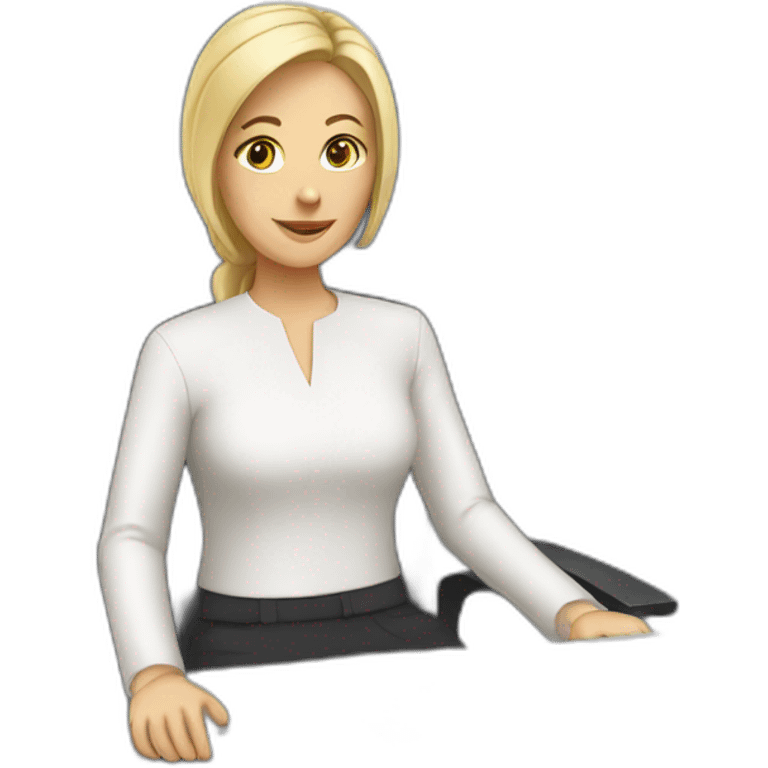 white woman sitting at the computer emoji