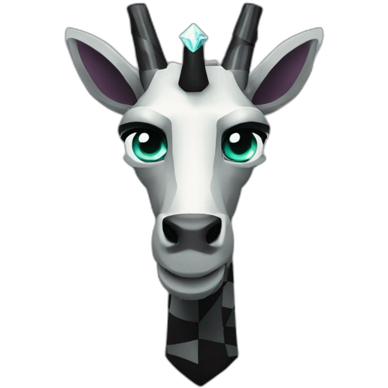 Minecraft Black Jiraffe Head With Diamond Unicorn Horn and Lazer Eyes emoji