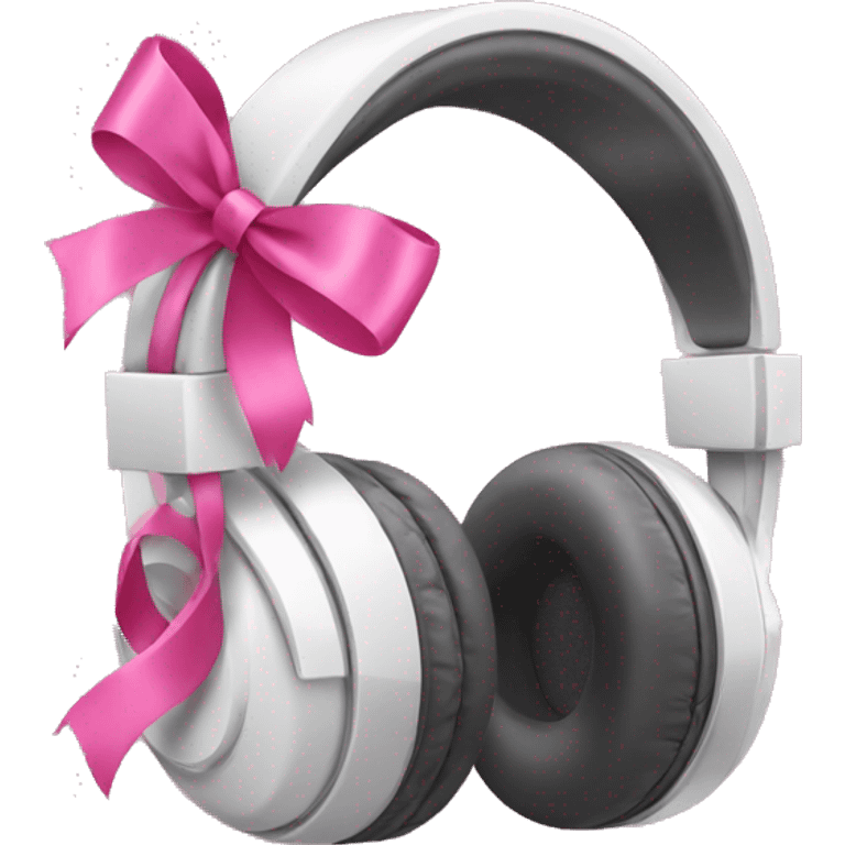 headphones with pink ribbons emoji