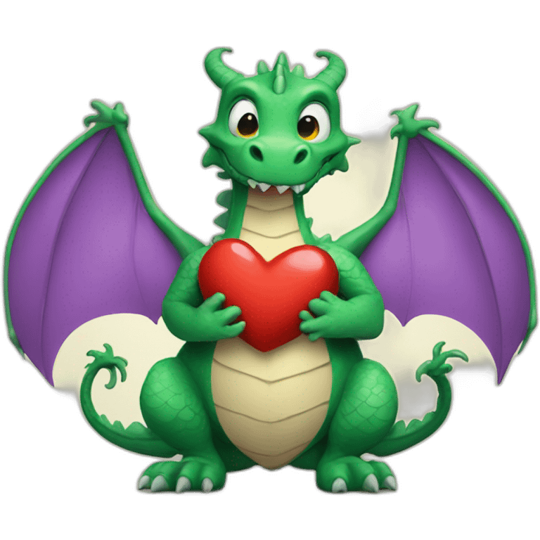 Dragon with a heart in its legs emoji