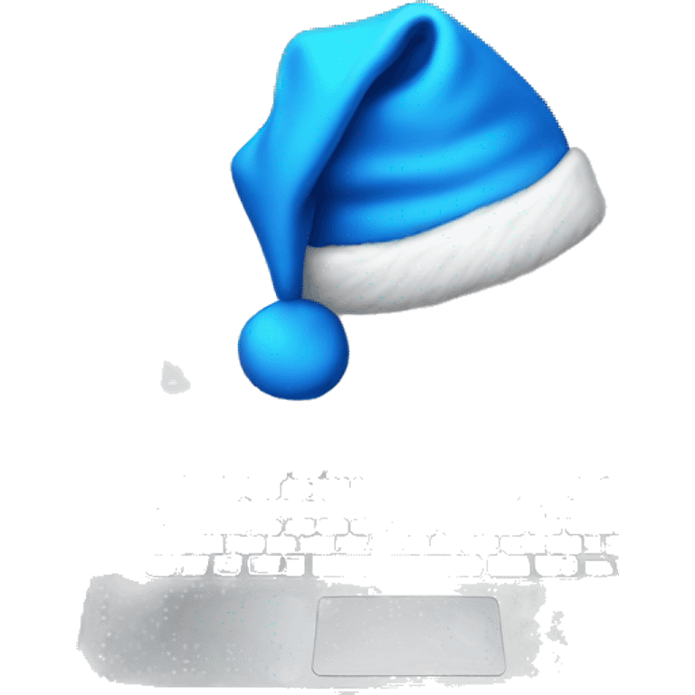 Laptop with blue Santa hat emoji