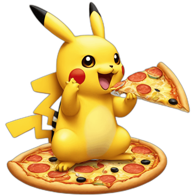 Pikachu eating a pizza emoji