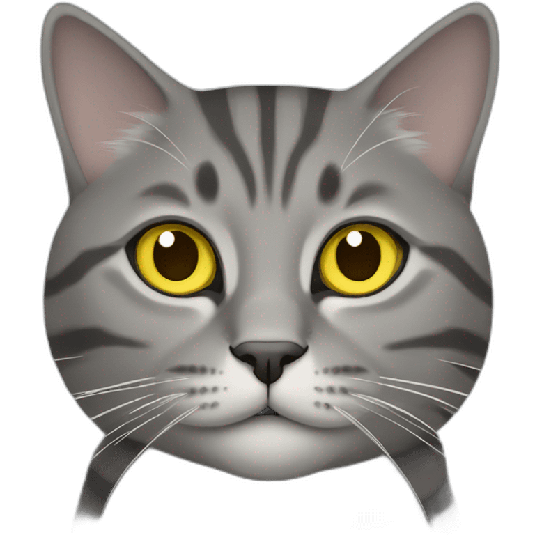 Grey tabby Scottish straight cat with yellow eyes emoji