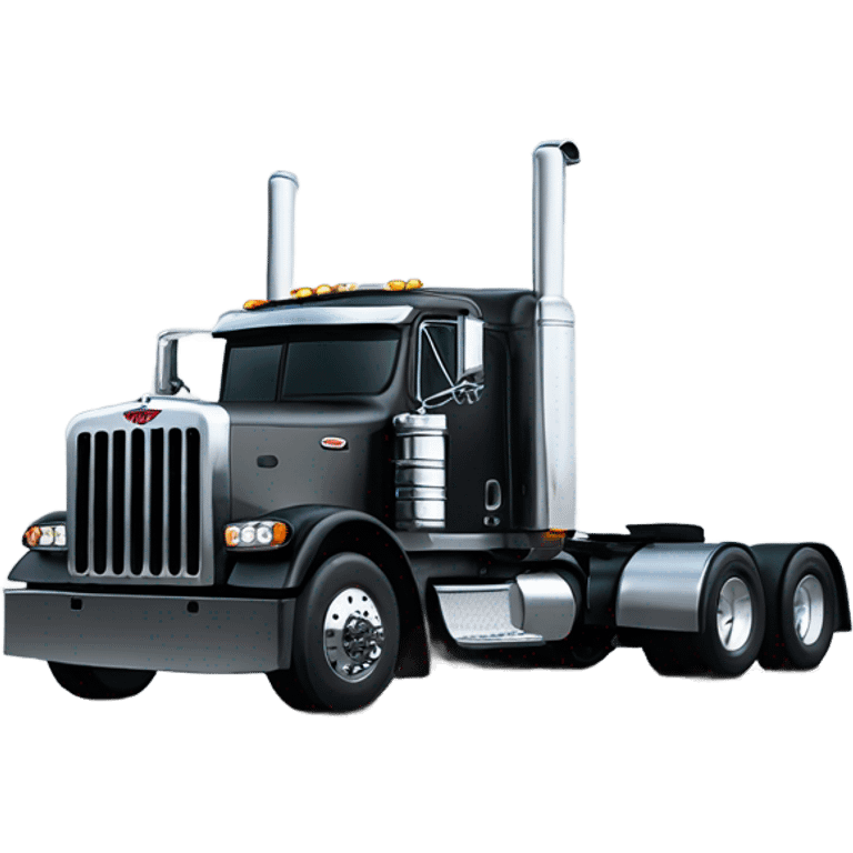 Peterbilt 389 black with flat top and dual rear tires and flat bumper emoji