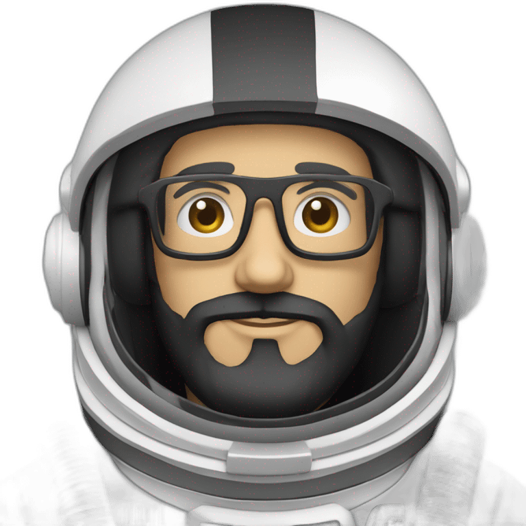 posing caucasian astronaut with black beard and white glasses emoji