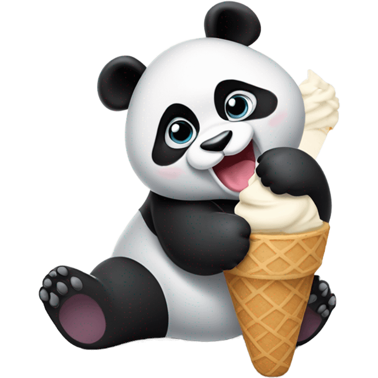 Panda eating ice cream emoji