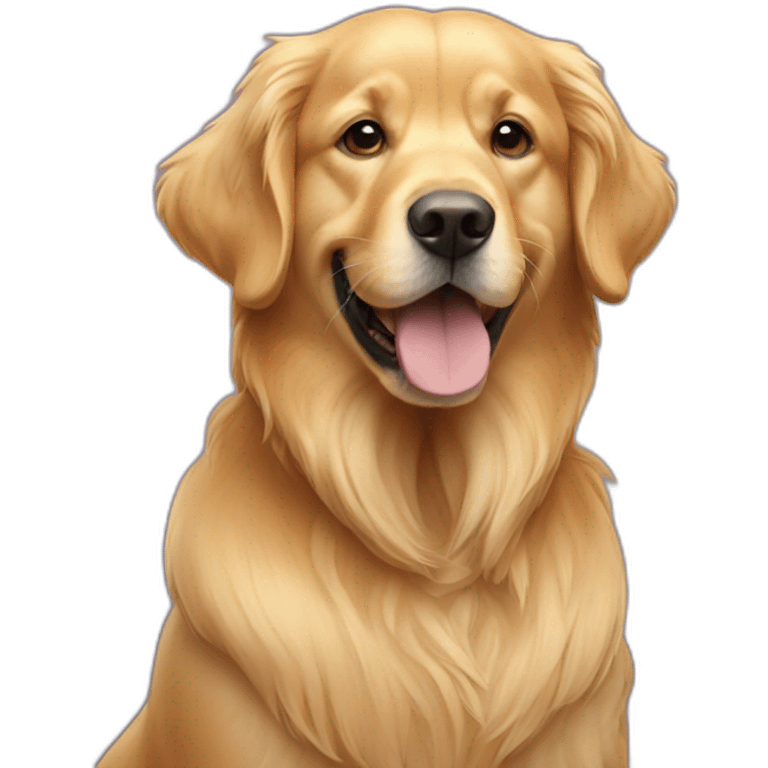 golden retriever dog wearing a Shesh emoji