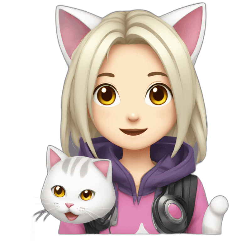 Anime cat gamer girl emoji