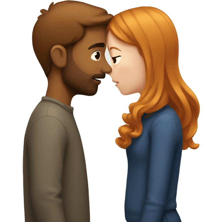 brown hair man kissing a ginger girl emoji