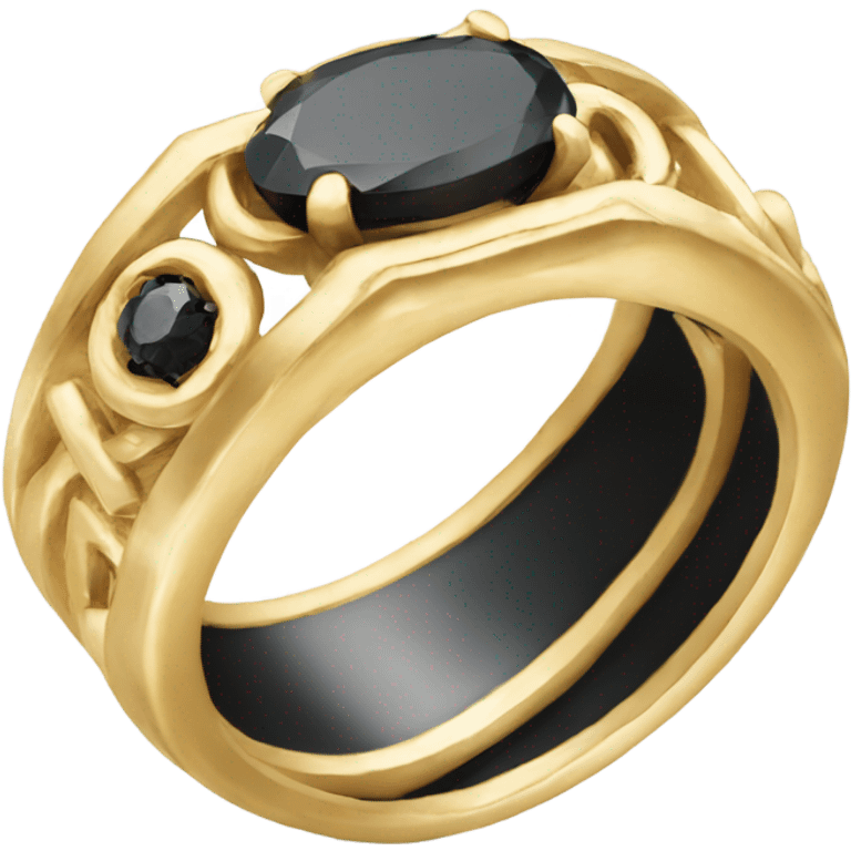 gold ring with black oval diamond emoji