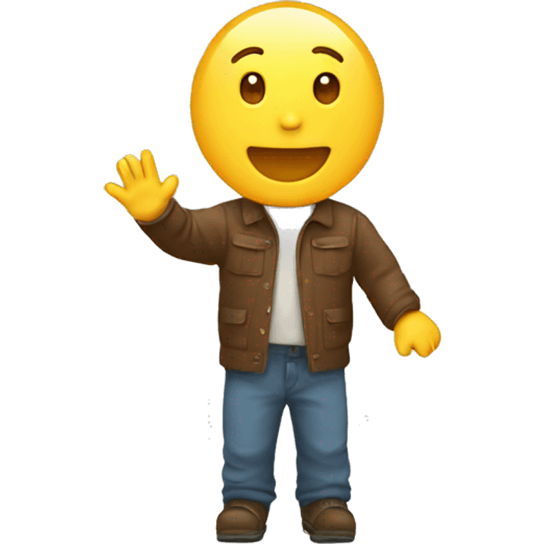 waving person to an ober emoji