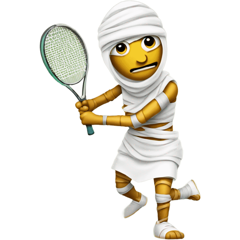 Mummy playing tennis. Full body wrapped in bandages emoji