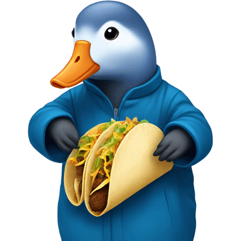 Eurasian coot  wearing a blue coat eating tacos emoji