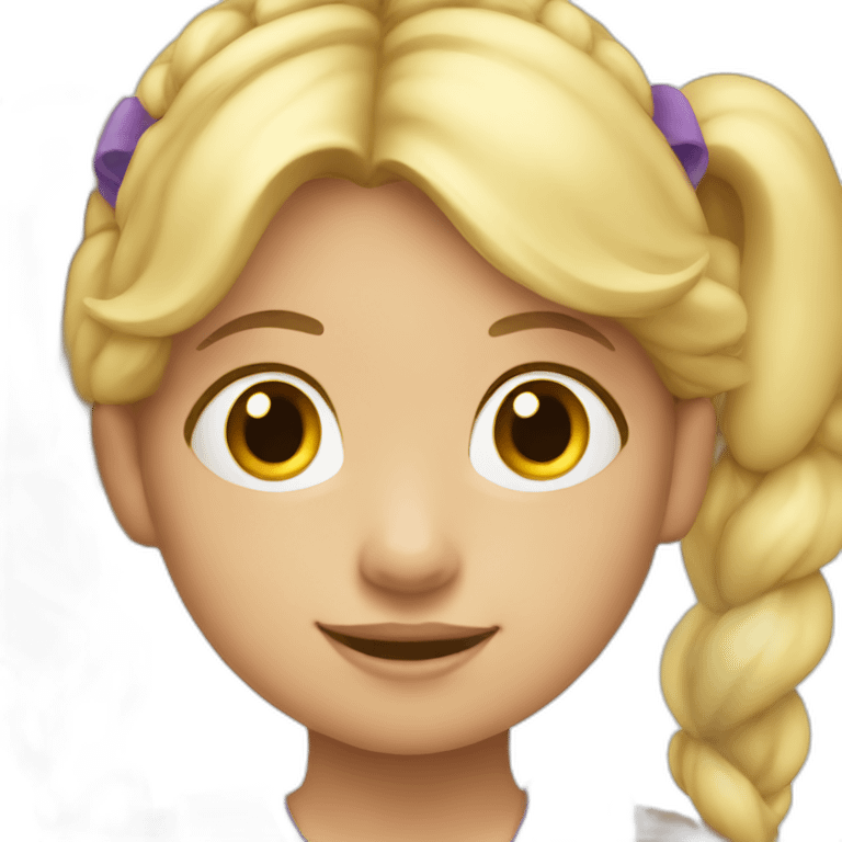 Blonde little girl wearing a purple dress with pigtails emoji