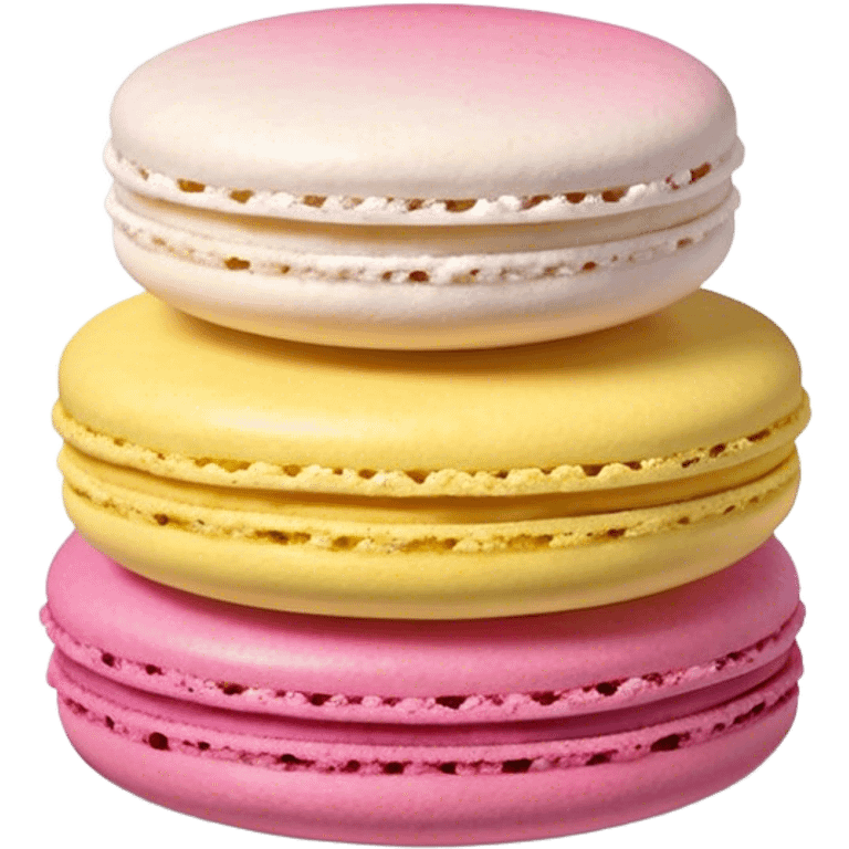 Cinematic Realistic Macaroon Dessert Emoji, showcasing colorful, delicate meringue-based cookies with a crisp exterior rendered with vibrant textures and playful, soft lighting. emoji