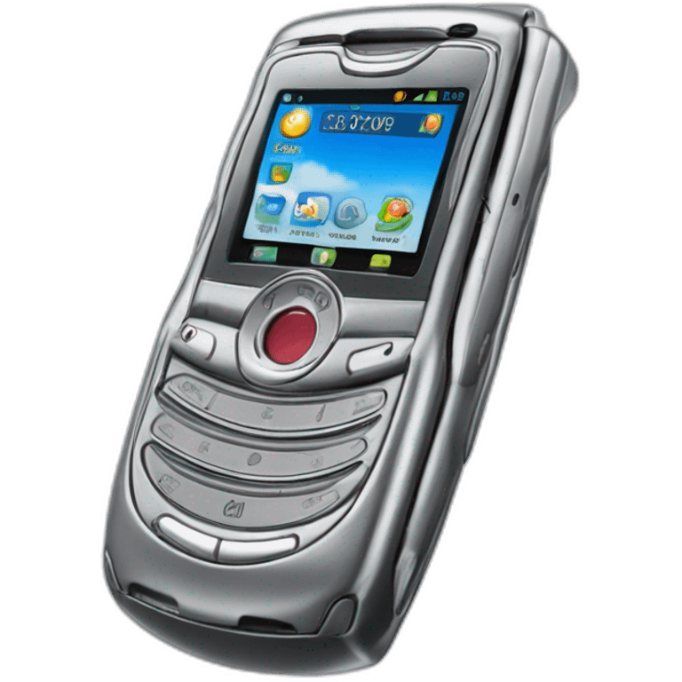 silver Motorola Razr V3 mobile device with the iconic clamshell design. emoji