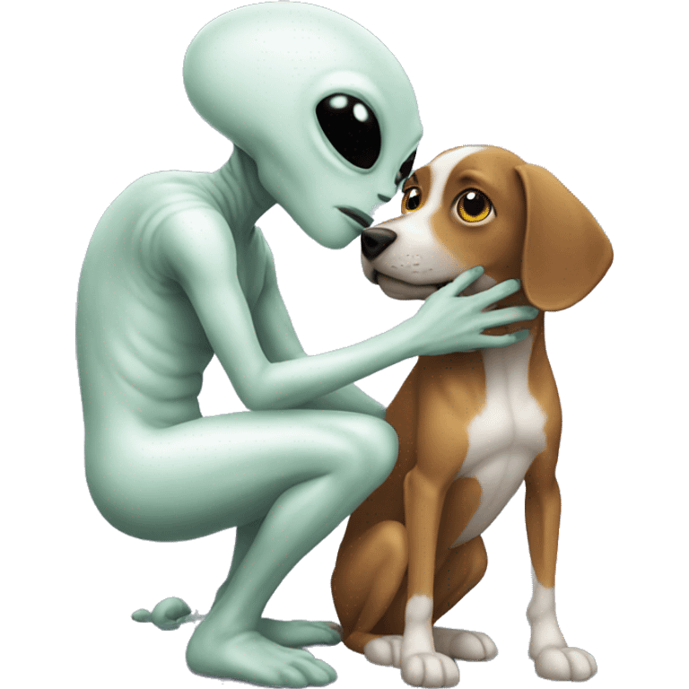 Alien is petting a dog emoji