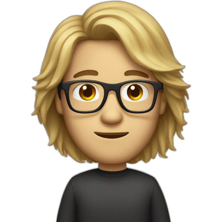 Guy with long hair and square glasses emoji