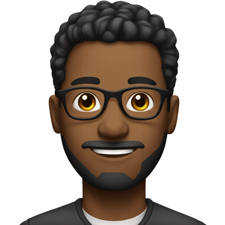 man with black taper fade hair, NO BEARD, glasses emoji