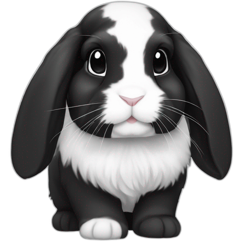 black and white mini holland lop emoji