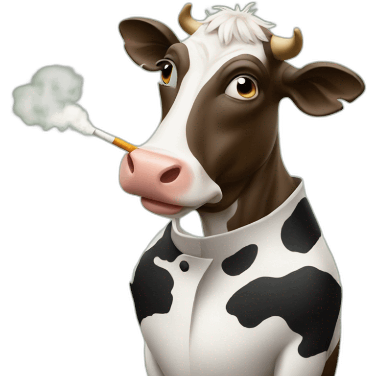 Cow smoking cigarette emoji