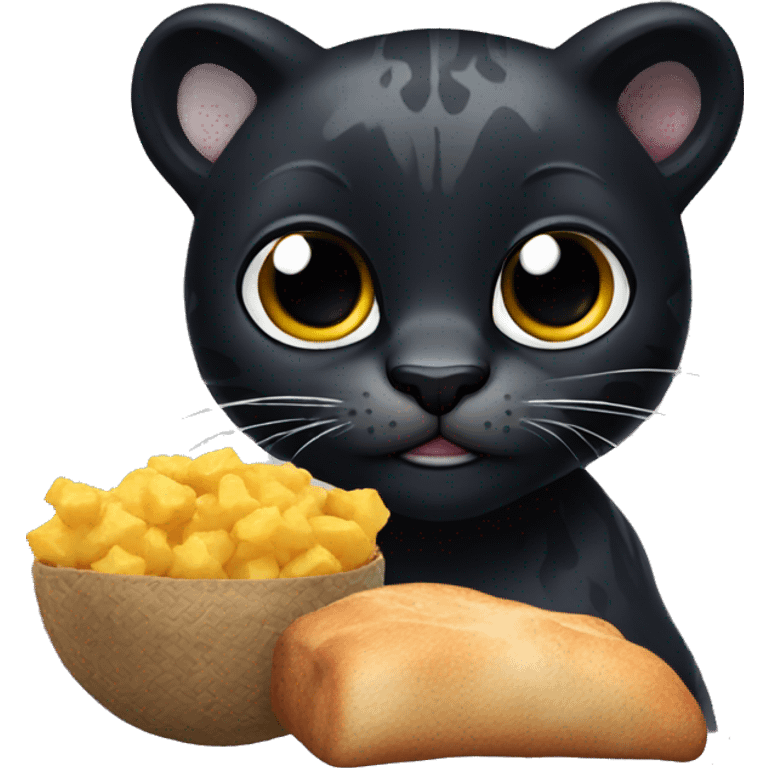 black panther animal with food emoji