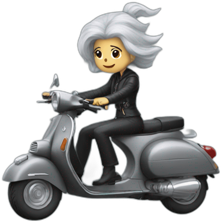 mod witch gray hair on vespa emoji