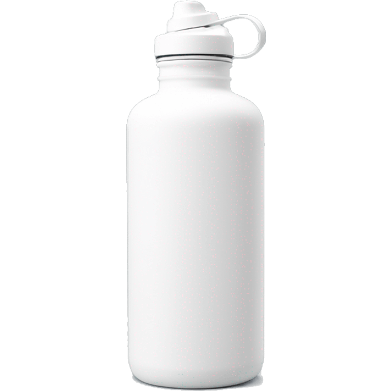 white water bottle with a rounded white lid and a flexible white handle strap that arches over the lid for easy carrying emoji