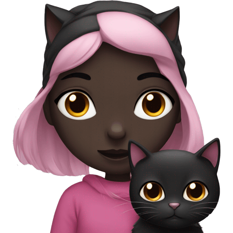 black cat with girl emoji