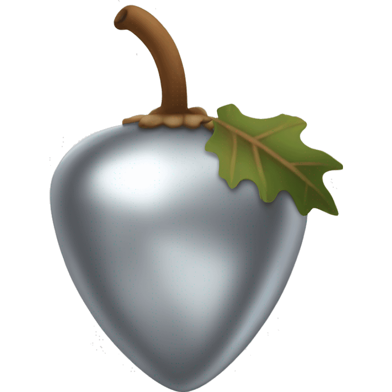 shiny silver Acorn with stem  emoji