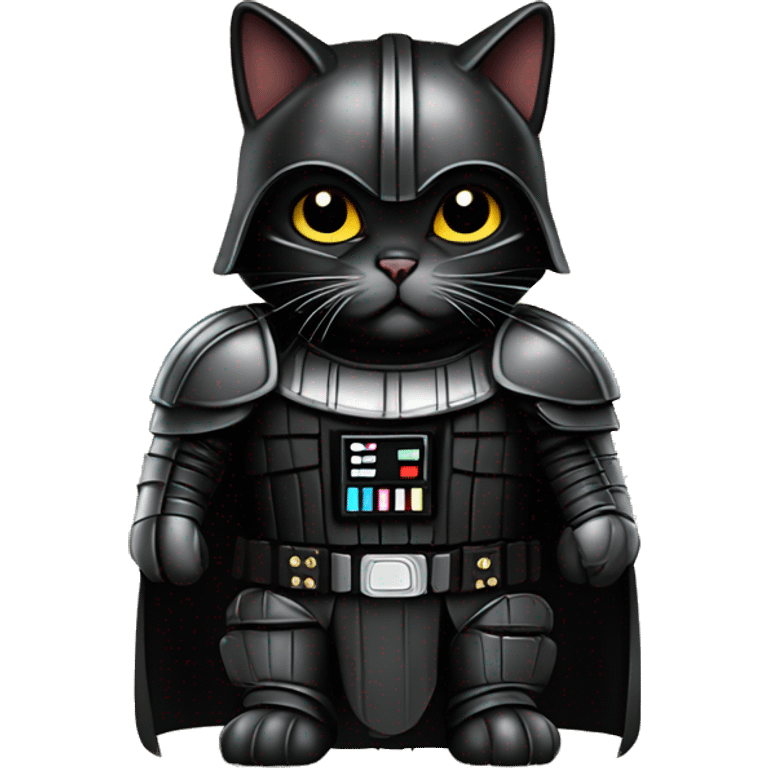 darth vader but as a cat in full armor, make the armor gold in color. do not include two cats, just the front facing version.  emoji