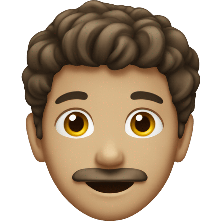 smiling young boy with brown hair and moustache emoji