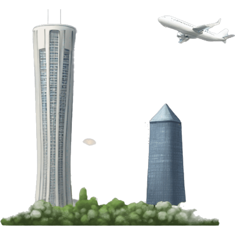 Two towers and a plane emoji