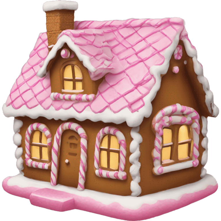 A pink gingerbread house emoji