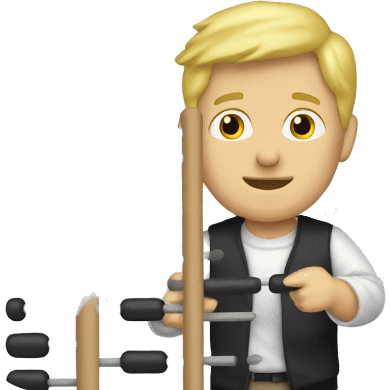 Blonde haired man using abacus emoji