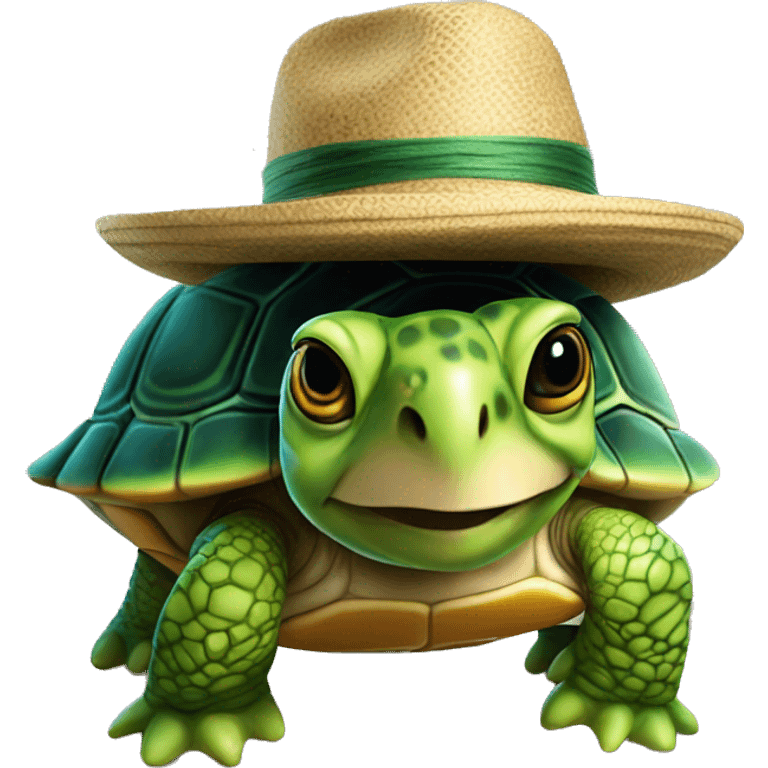 photorealistic turtle in a hat  emoji