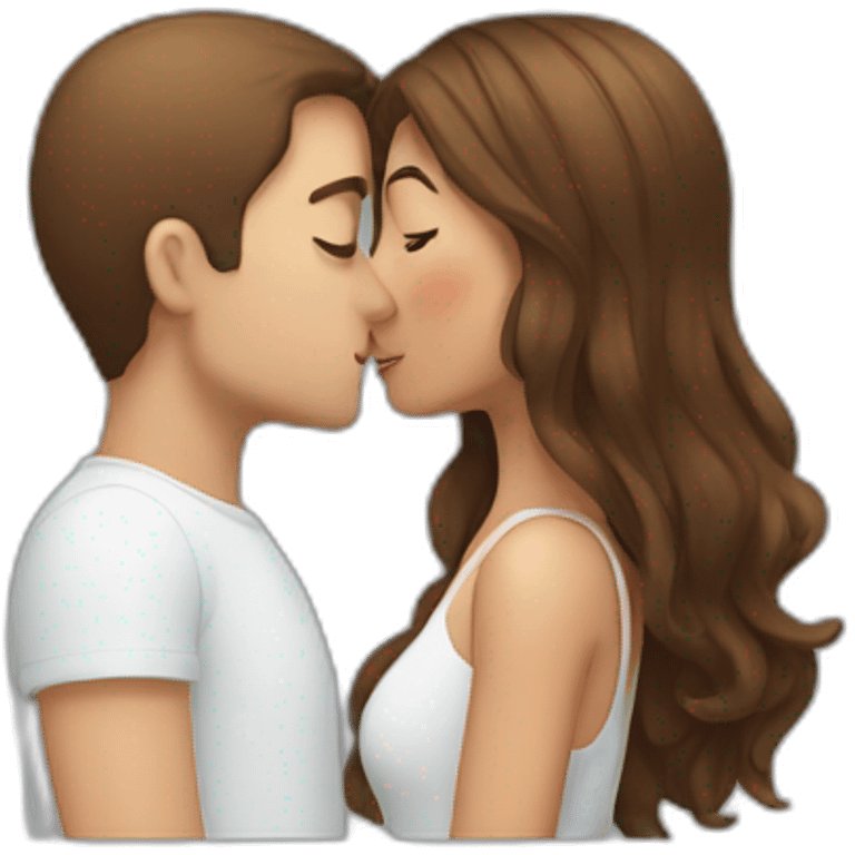 A one White man with short hair kissing one short brown girl with long hair emoji