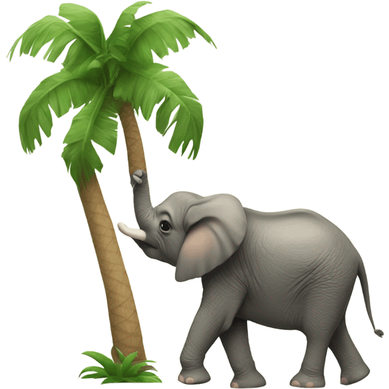 Elephant posing by a palm tree emoji